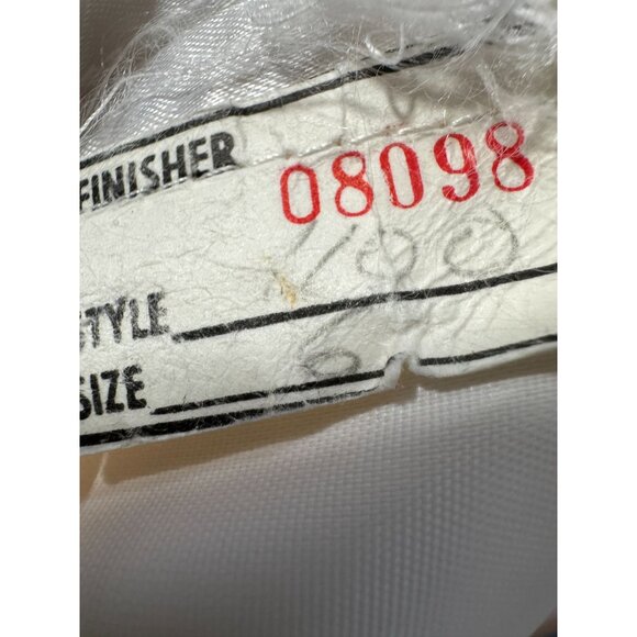 Vintage 1980s Union Made Continental Satin & Lace Wedding Dress With Puff Sleeve - Picture 13 of 16